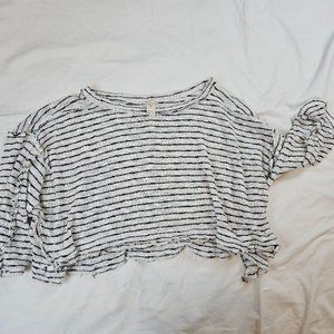 Free People We the Free island girl striped cropped sweater, size S